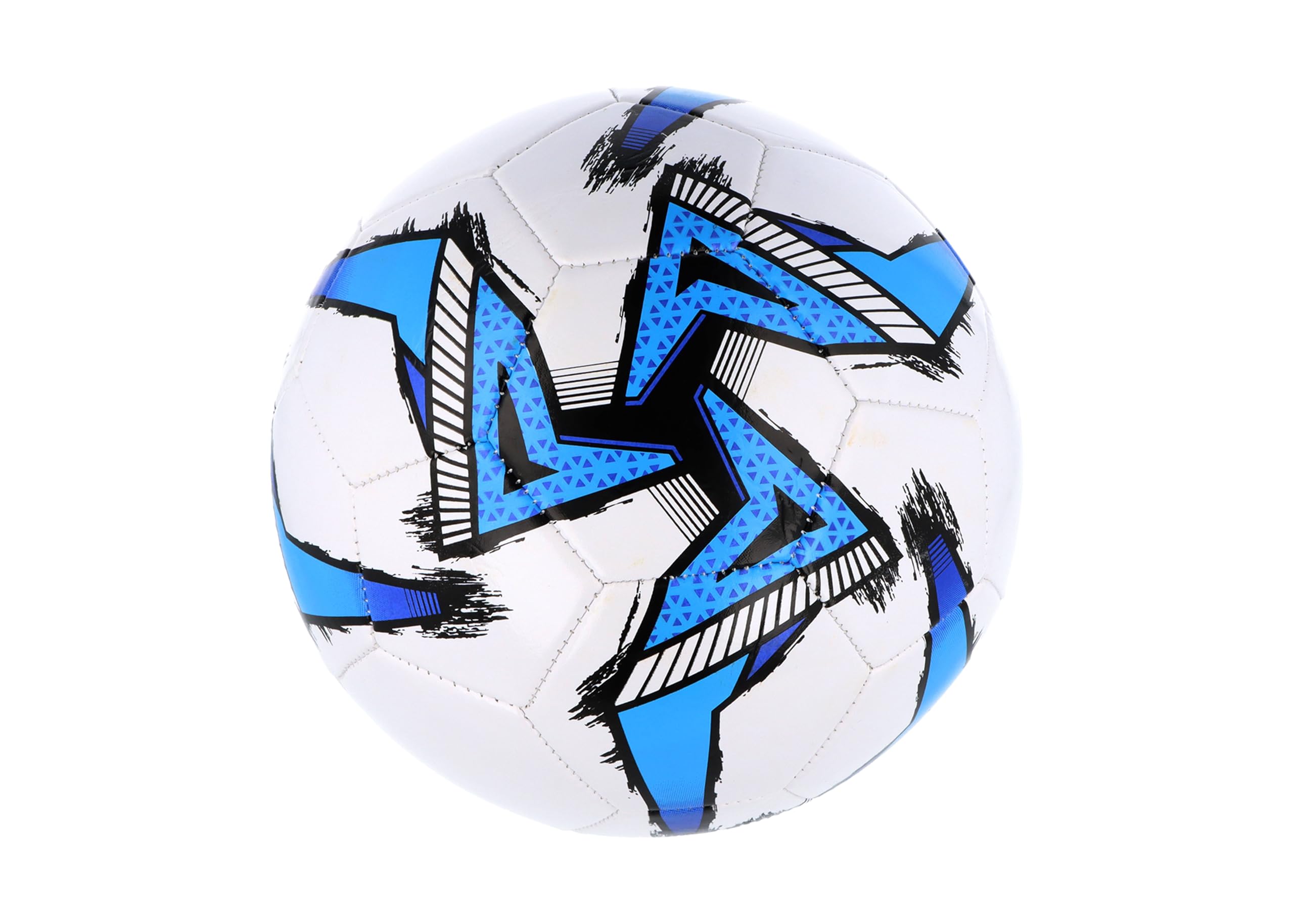 HENBRANDT Single Stitched Football in 3 Designs - White with Blue, Red or Yellow Contrast Decoration - Size 5 Standard Durable All-Weather Sports Ball for Training, Kickabouts and Playground Games