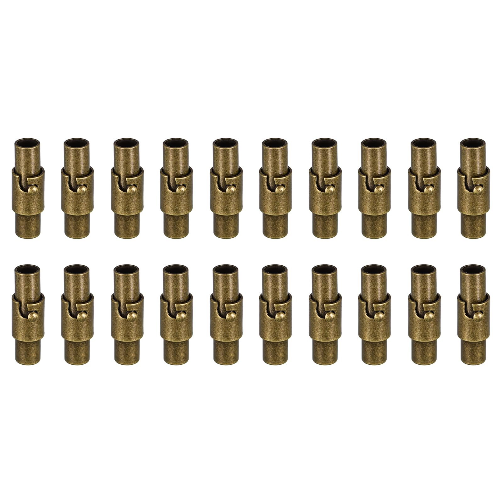 uxcell Leather Cord End Clasp, 20Pcs 3mm Hole Leather Clasps, Cord End Caps Closures Leather Cord Buckle for Jewelry Making DIY Supplies Crafts, Bronze