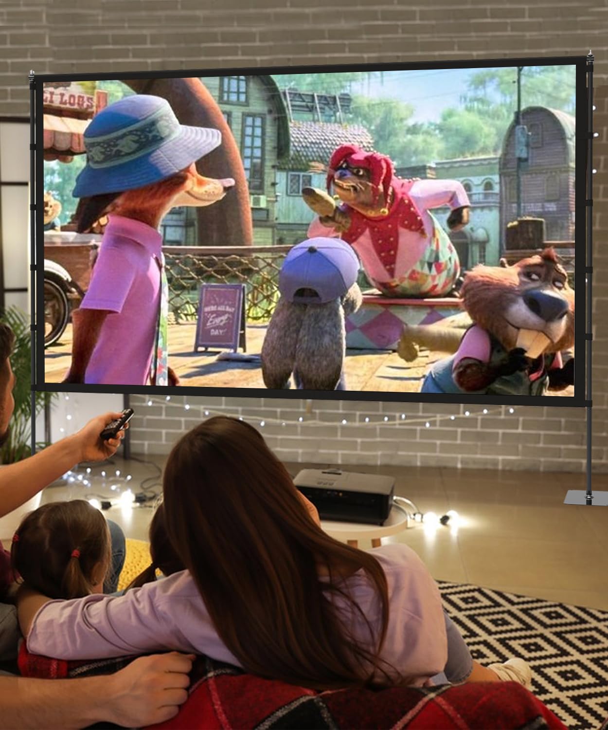 Projector Screen with Stand - 100 Inch Outdoor Projector Screen Portable Projector Screens 16:9 4K HD Outdoor Movie Screen with Carry Bag Can Enioy Home Theater Projection Screen