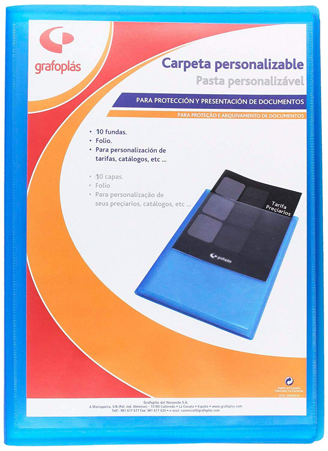 grafoplas 1431530 – Folder 20 Sleeves, Foolscap, Tapas PP, Blue