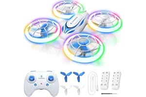 S60 Drone for Kids - RC Quadcopter with LED Lights, 2 Batteries, Altitude Hold and Full Propeller Protect, First Drones Toys 