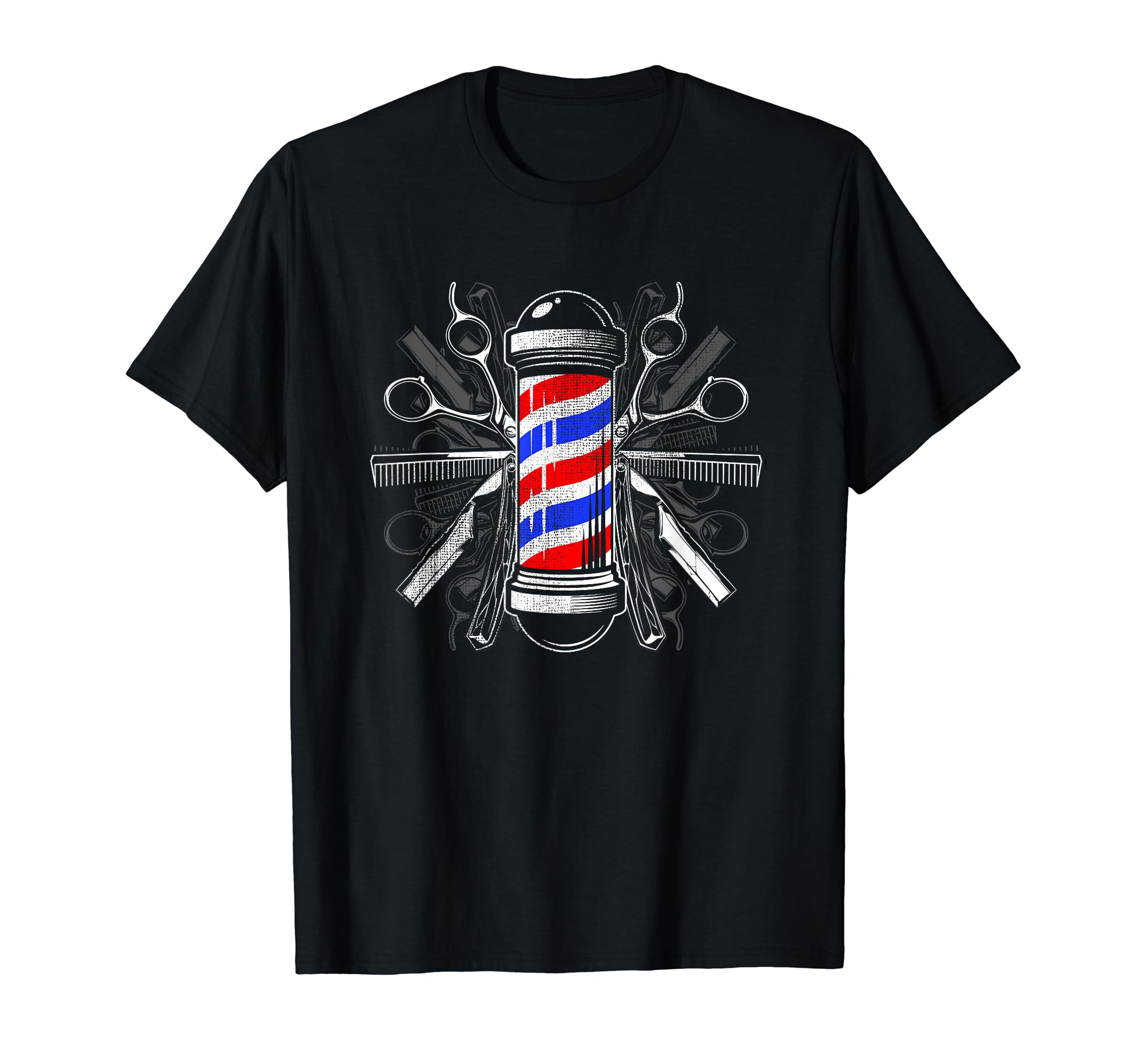 Barbers Pole Scissor Hair Clippers Comb T Shirt - Barber Tee T-Shirt