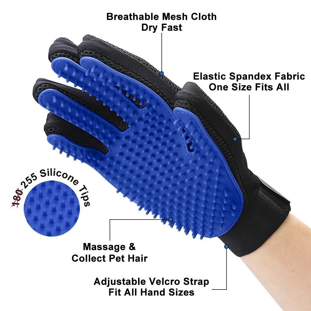 Pet Grooming Glove Deshedding Brush for Dogs & Cats with Long & Short Fur