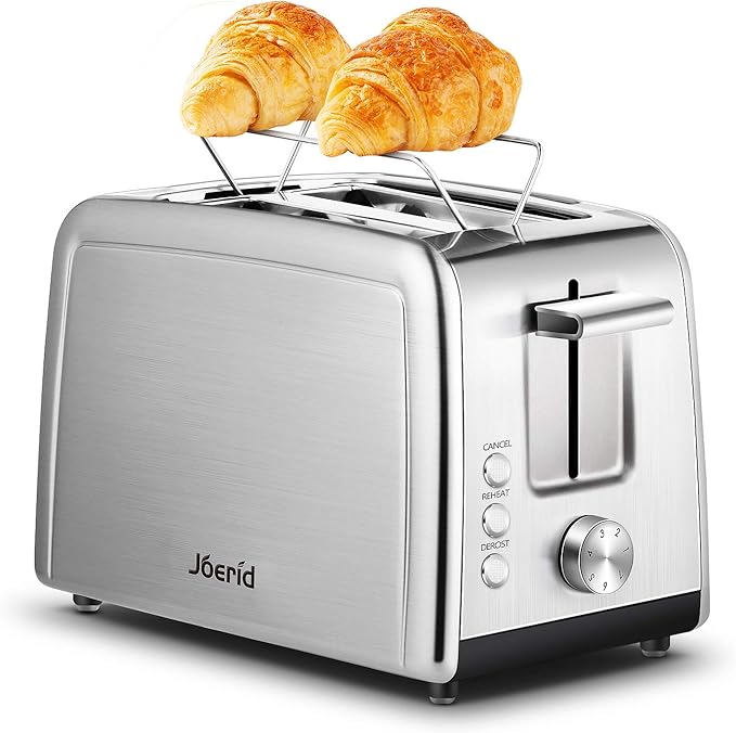 Toaster 2 Slice, Joerid Stainless Steel Toaster with Warming Rack, Best