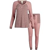 Lucky Brand Women's Pajama Set - 2 Piece Ribbed Hacci Long Sleeve and Joggers Sleepwear