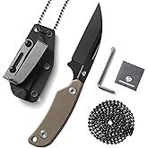 DRACHENADER Small Neck knife with Sheath, Full Tang Fixed Blade Knife with D2 Steel Blade, G10 Handle, Ergonomic Design for EDC, Camping, Hiking, and Survival