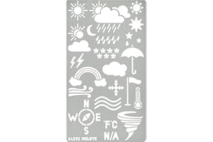 Aleks Melnyk #14 Metal Journal Stencil, Weather Forecast, Rain Drop, Umbrella, Stainless Steel Stencil 1 PCS, Template Craft Wood Burning, Patterns, Pyrography, Engraving, Symbols, Bullet Journaling