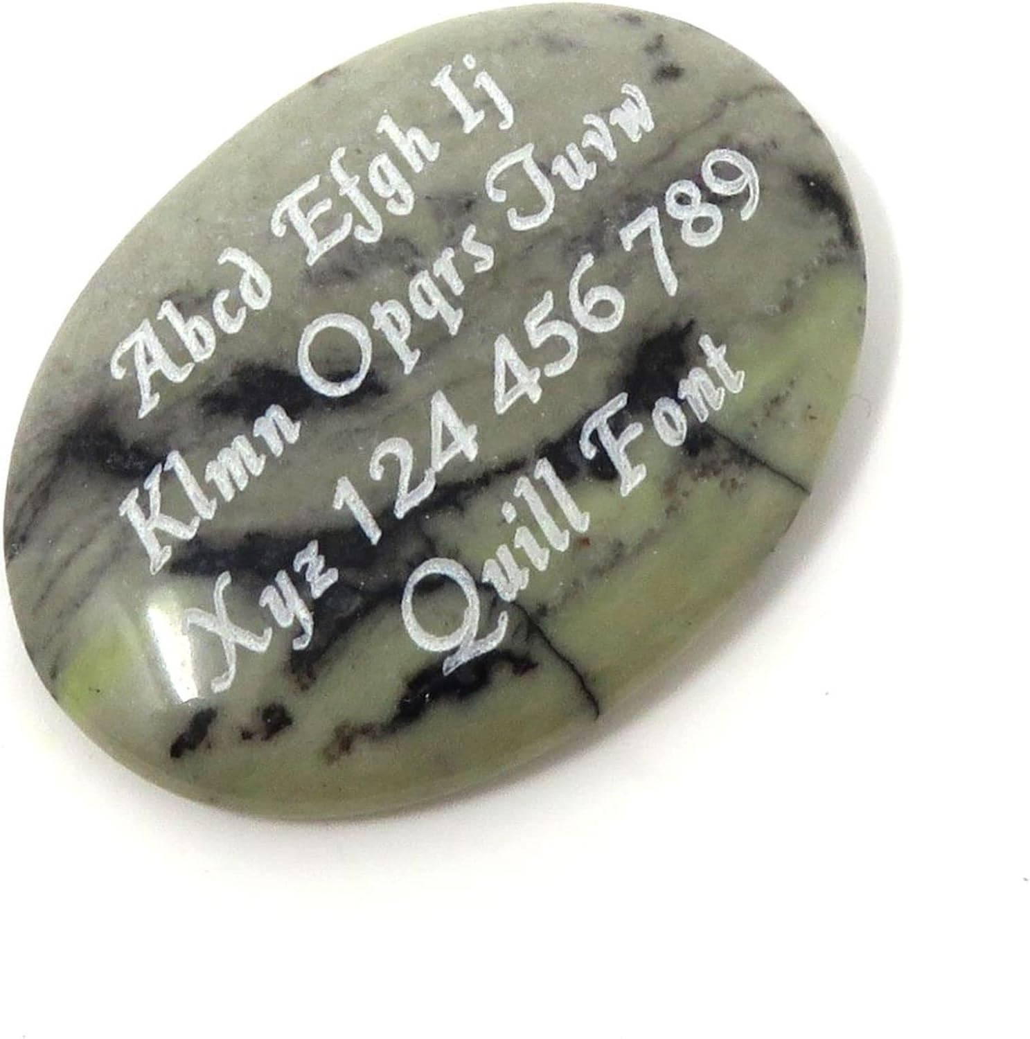 Indoor Fountains & Accessories - Innovative Surface Art Oval Worry Stone - Custom Engraved On One Side - 1.5 Inches x 1.2 Inches - Choose Your Stone Color and Font (Picasso Marble)