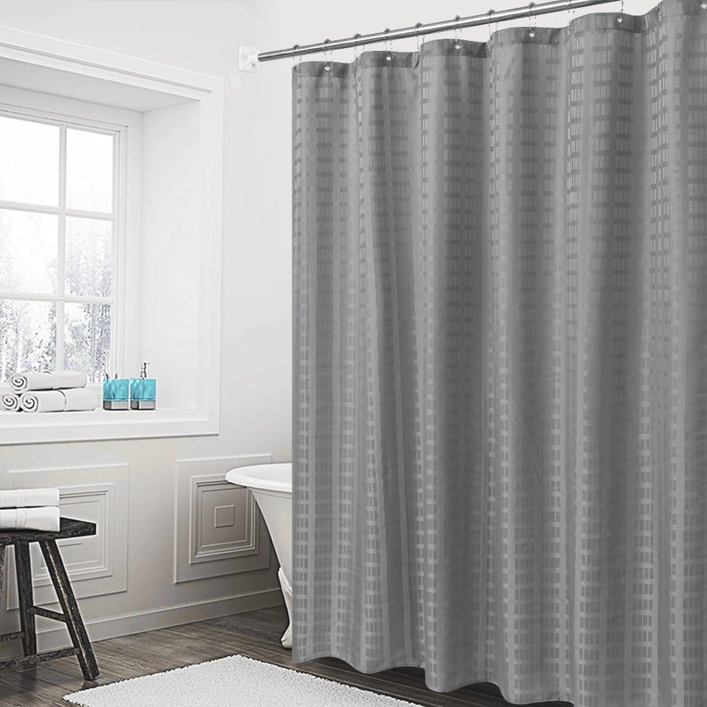 Barossa Design Fabric Shower Curtain Grey Hotel Grade, Water Repellent