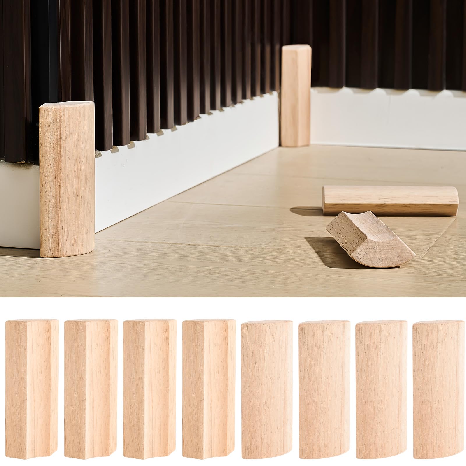 Photo 1 of ReliThick 8 Pcs 5.5 x 3/4 Rounded Outside Bullnose Corner Non-Sticky Baseboard Molding and Trim Block Pine Baseboard Molding Trim Fits Standard for 3/4 Rounded Bullnose Corners