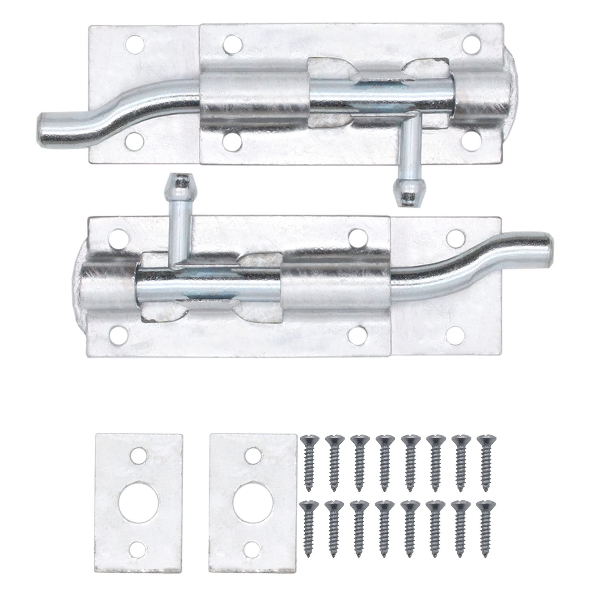 EAI Heavy Duty Necked Tower Bolt | 4 Inch | Galvanised | Fixings Included | Pack of 2