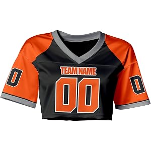 Dedenod Custom Football Crop Top for Women - Personalized Mesh Jersey Team Name Logo Number