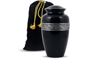 Silver Engraved Aluminium Cremation Urn for Human Ashes | with Threaded Lid & Felt Base | Elegant Memorial Urn with Carry Bag