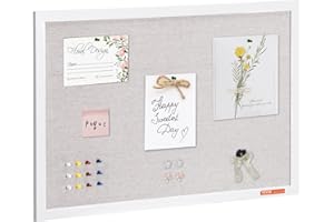 VEVOR 30"x20" White Cork Board with Linen Surface – Stylish Wall-Mounted Bulletin Board for Home, School, Office – Elegant & 