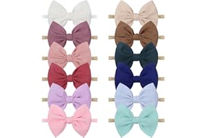 YanJie Baby Girls Nylon Headbands Newborn Bows Handmade Hair Bows Hairbands Hair Accessories for Newborn Infant Toddlers Kids (4.5bow 12colors)