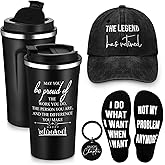 Skylety 5 Pcs Retirement Gifts for Men 20 oz Stainless Steel Tumbler Retirement Sign Adjustable Hat Socks Keychain with Gift Box for Dad Grandpa Coworker Employee(Black)
