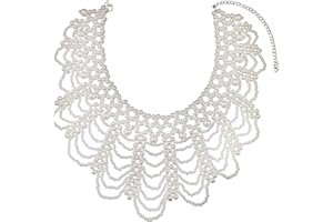 FUTIMELY RBG Dissent Collar Necklace for Women Detachable Pearl Beaded Blouse Fake Collar Choker Necklace,Ruth Bader Feminist Collar Necklace