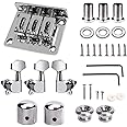 TUOREN Complete 3 String Box Guitar Replacement Part inclued Saddle Bridge Tuning Pegs Keys Control Knobs Strap Locks Screws Washers Chrome