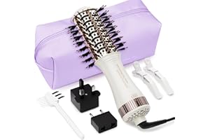 4-in-1 Travel Dual Voltage Hair Dryer Brush Blow Dryer Brush,Portable 2 inch Mini Hot Air Brush,Travel Hair Styler/Volumizer/
