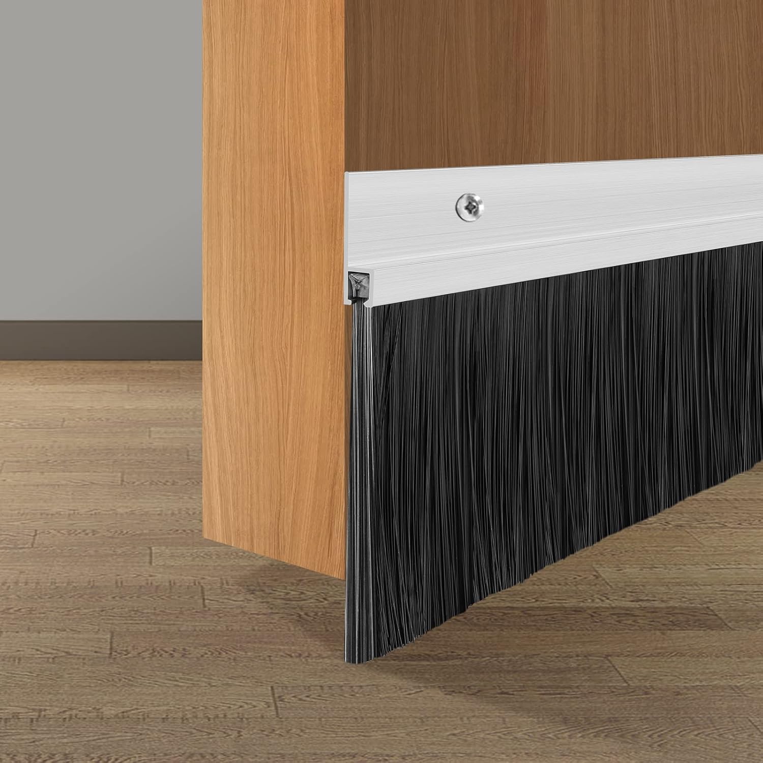 Draft Stoppers - 2 Pack Door Draft Stopper, Cuttable Under Door Seal 39” Length, Strong Adhesive Door Sweep for Exterior and Interior Doors（Aluminum）