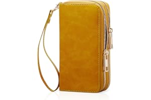 HAWEE Cellphone Wallet for Women Dual Zipper Long Purse with Removable Wristlet