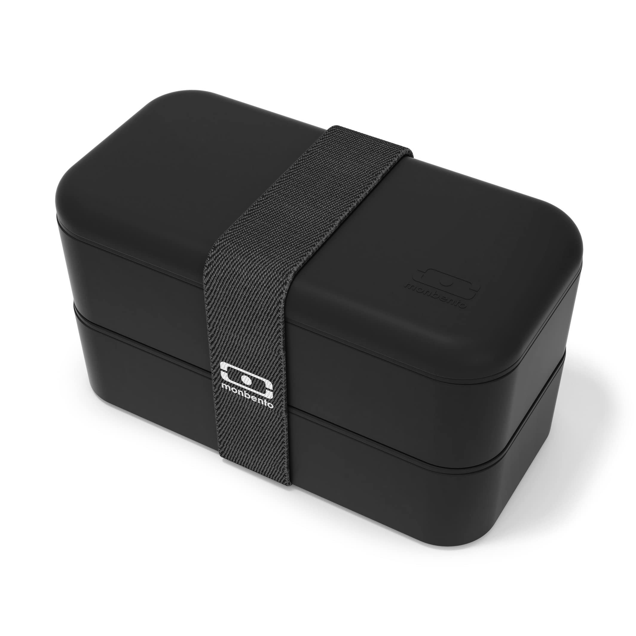 Photo 1 of monbento - Bento Box MB Original Onyx with Compartments - 2 Tier Leakproof Lunch Box for Work Lunch Packing and Meal Prep - BPA Free - Food Grade Safe Food Containers - Black