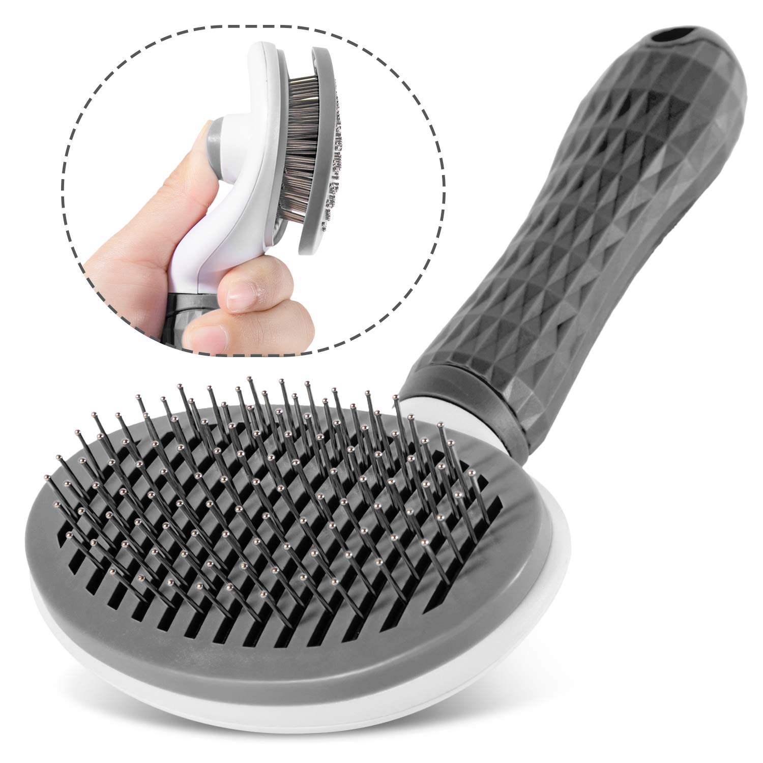 Alihoo Cat Brush Undercoat Dog Brush Soft Brush for Long Hair Universal Care Brush Automatic Cleaning Pet Brush Comb (Grey)