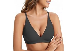 PoseFree Women Deep V Wireless Bra No Underwire Seamless Jelly Bra Comfort Support Tshirt Push Up Bralette for Everyday/Sleep