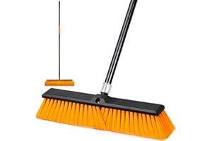 DSV Standard 18’’ Push Broom Outdoor Heavy Duty with 59.4’’ Long Handle, Industrial Broom with Stiff Bristles, Floor Broom for Cleaning Patio Garage Shop Deck Concrete Wood Stone Tile Floor