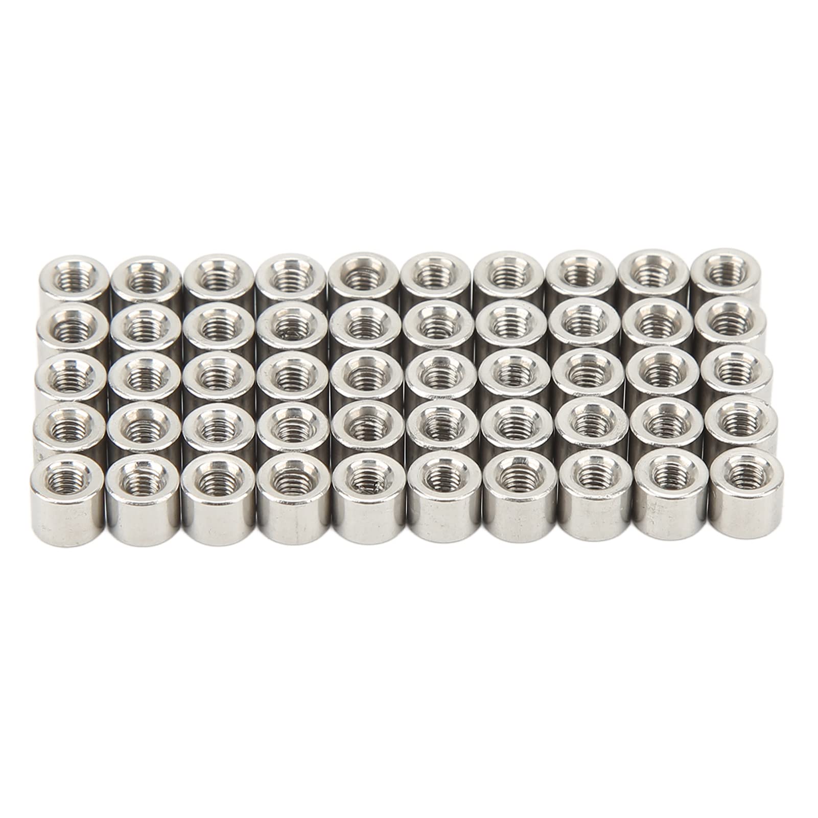 50Pcs Round Connector Nuts, 304 Stainless Steel Coupling Nut Rod Bar Stud Connector Nuts M3x0.5-6 L5mm