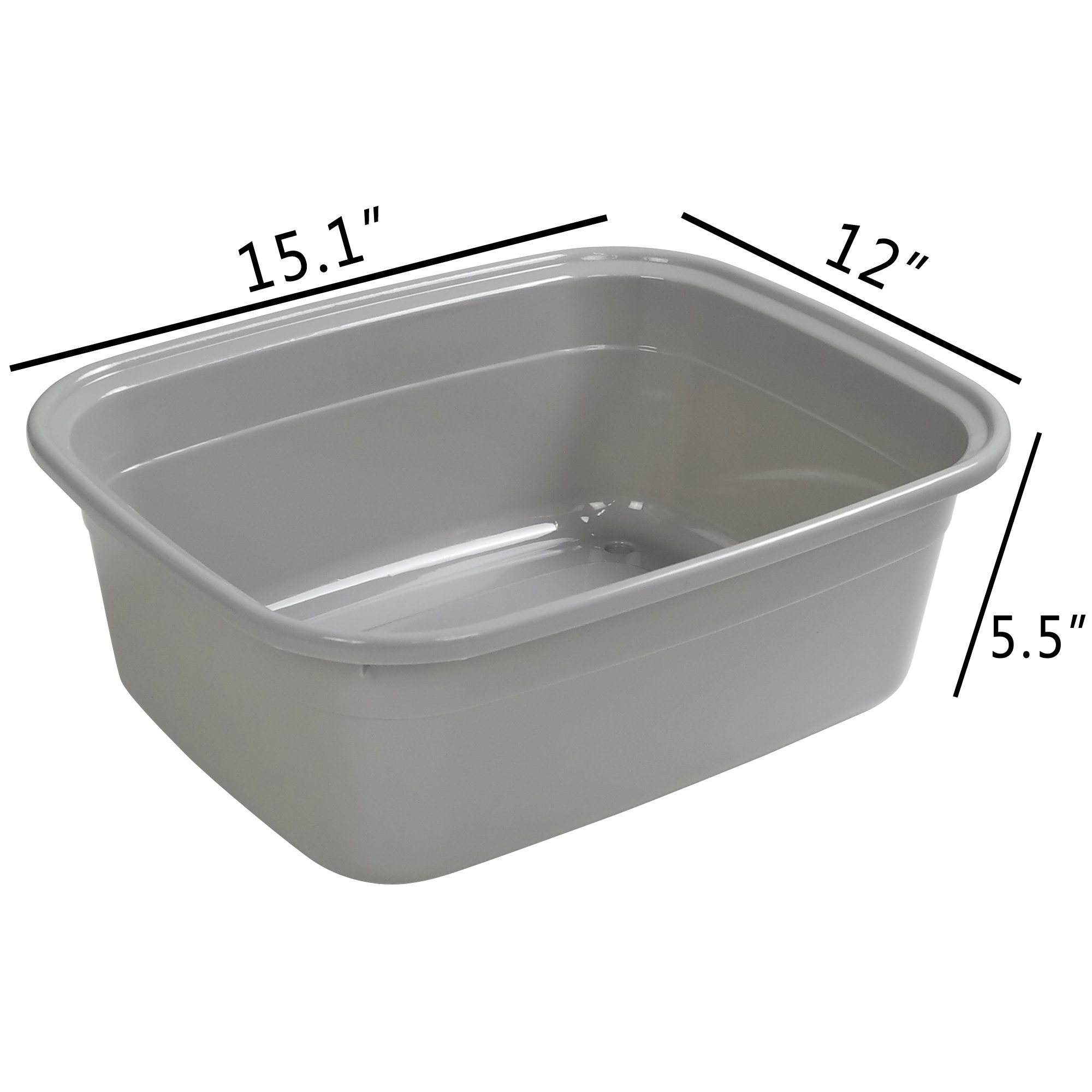 Begale 14 QT Rectangular Dishpan Basin for Washing Dishes, Set of 4