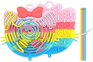 SIFONOL Silicone Sensory Activity Board,Double-Sided Busy Board for Fine Motor Skill,Fidget Toy for Calming, Stress, Anxiety, ADHD , Autism , Silent, No Mess , Kids 3+ & Adults(Cat,Colorful)