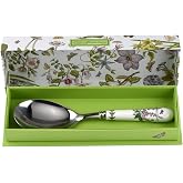 Portmeirion Botanic Garden Stainless Steel Serving Spoon | 10" Foxglove Floral Serving Utensil with Porcelain Handle, Scratch-Resistant Glaze, Kitchen Serveware for Dining &amp; Serving