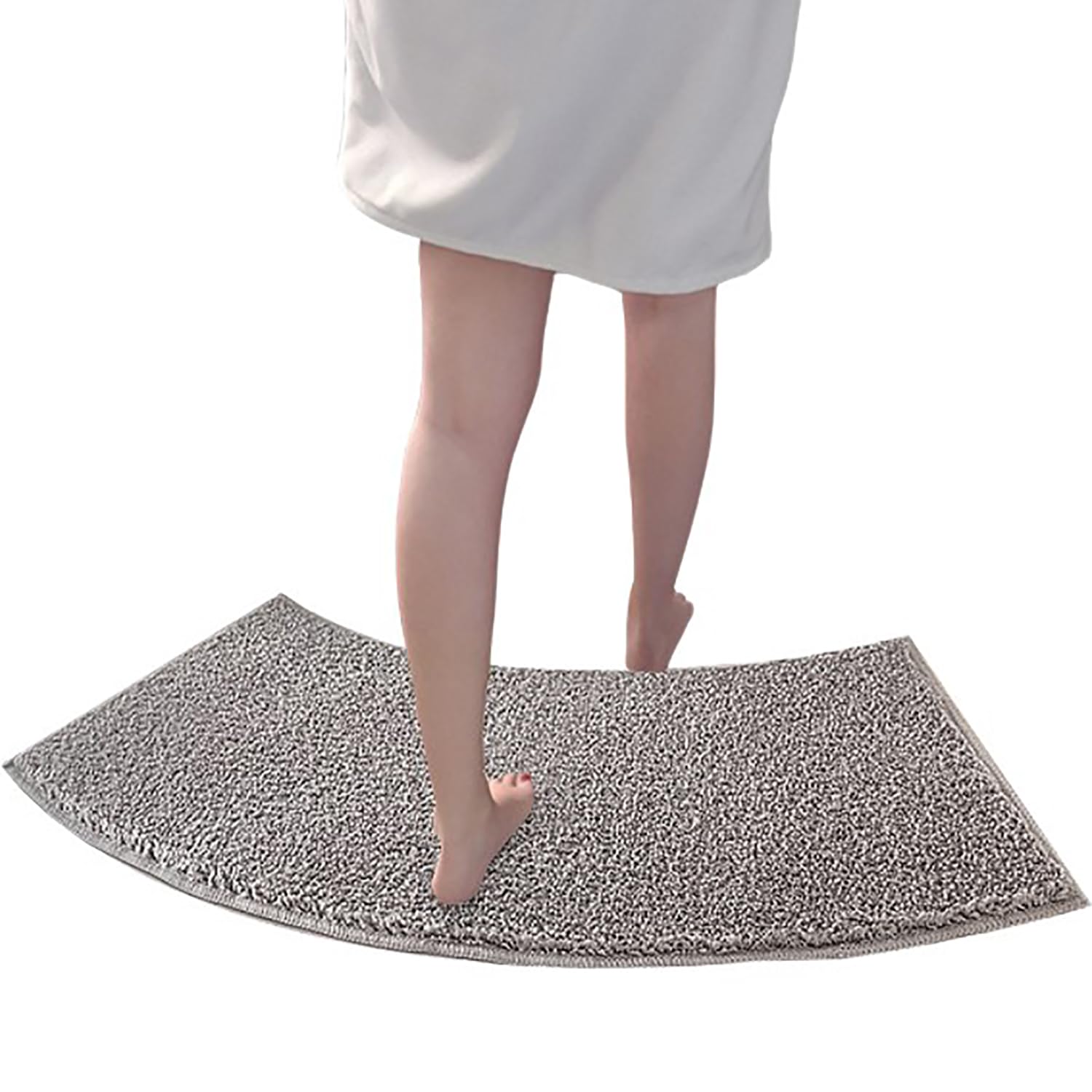 Could Spark Fan-Shaped Curved Shower Bath Mat for Corner Shower,Ultra Microfiber Soft Non Slip Curved Bath Mat,Strong Water Absorbent Bathroom Rug,Machine Washable(Grey)