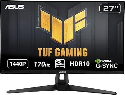 ASUS TUF Gaming 27" 2K 170Hz IPS HDR Monitor VG27AQ1A WQHD G-SYNC