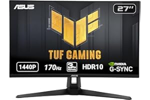 ASUS TUF Gaming 27" 2K HDR Monitor (VG27AQ1A) - QHD (2560 x 1440), IPS, 170Hz (Supports 144Hz), 1ms, Extreme Low Motion Blur, Speaker, G-SYNC Compatible, VESA Mountable, DisplayPort, HDMI,BLACK