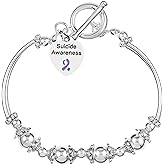 Fundraising For A Cause Suicide Awareness Partial Beaded Bracelets - Purple and Teal Ribbon Bracelet for Suicide Awareness - Perfect for Support Groups and Gift-Giving, Events and Fundraising