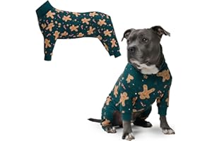 Spark Paws Dog Christmas Pajama, Dog Recovery Suit Male, Onesie, Ultra-Soft and 4-Way Stretch, for Small Medium and Large Breeds - Gingerbread Man - 3XL
