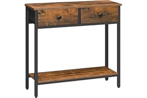 HOOBRO 29.5" Narrow Console Table with 2 Fabric Drawers, Small Entryway Table with 2-Tier Storage Shelves, Thin Sofa Table, S