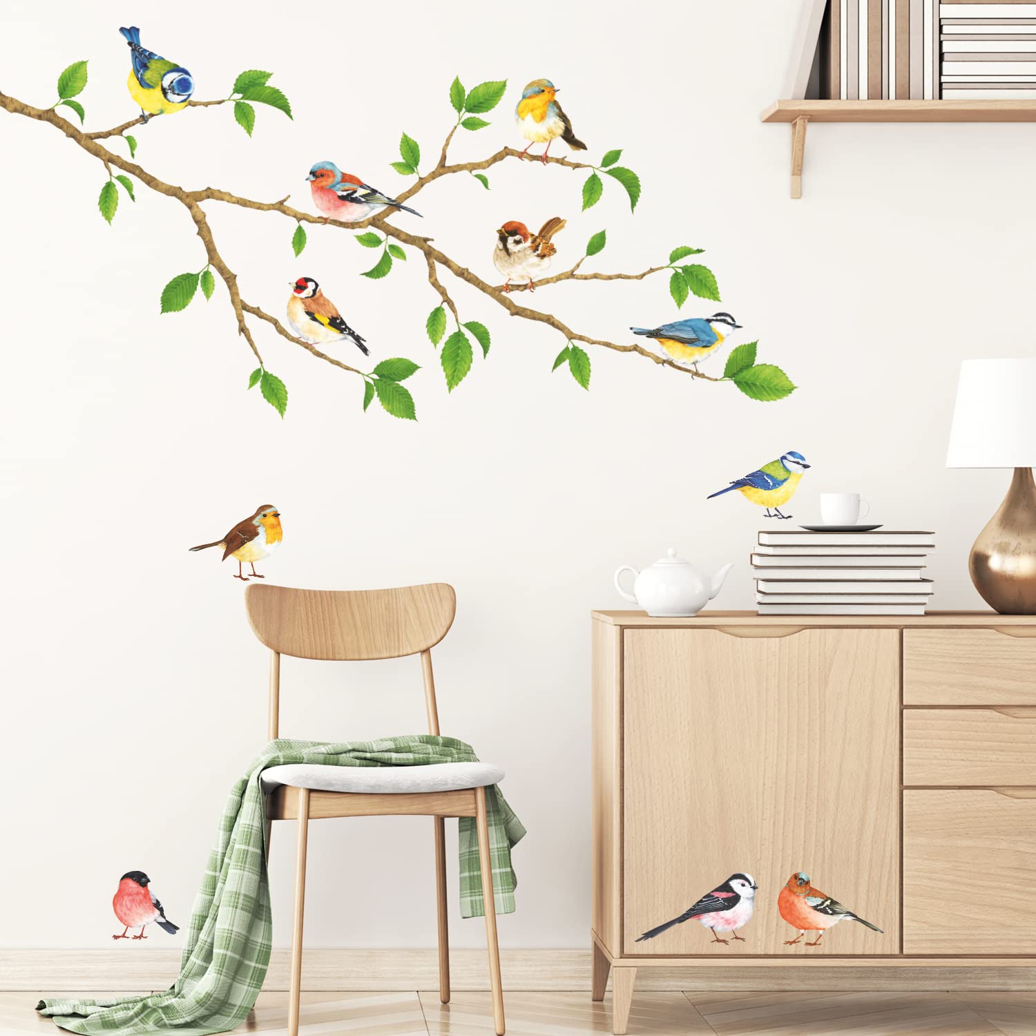 DECOWALL DS-8036 Garden Birds (Small) Kids Wall Stickers Decals Peel and Stick Removable for Nursery Bedroom Living Room Art murals Decorations