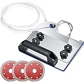Hicarer 3 Blades Angle Grinder Stand for Tile 45° Chamfer Cutting Tile Chamfering Tool with 3 Saw Blades a Hose Angle Bracket Type 100 Grinder Holder for Ceramic Stone Cutting