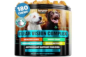 KINPUR PET CARE Eye Vitamins for Dogs - Dog Vision Supplement for Tear Stains, Dog Eye Care, Immune Support - Vitamin С, Carrot, Fish Oil, Lutein - 180 Soft Chews with Duck Flavor - for All Breeds and Ages