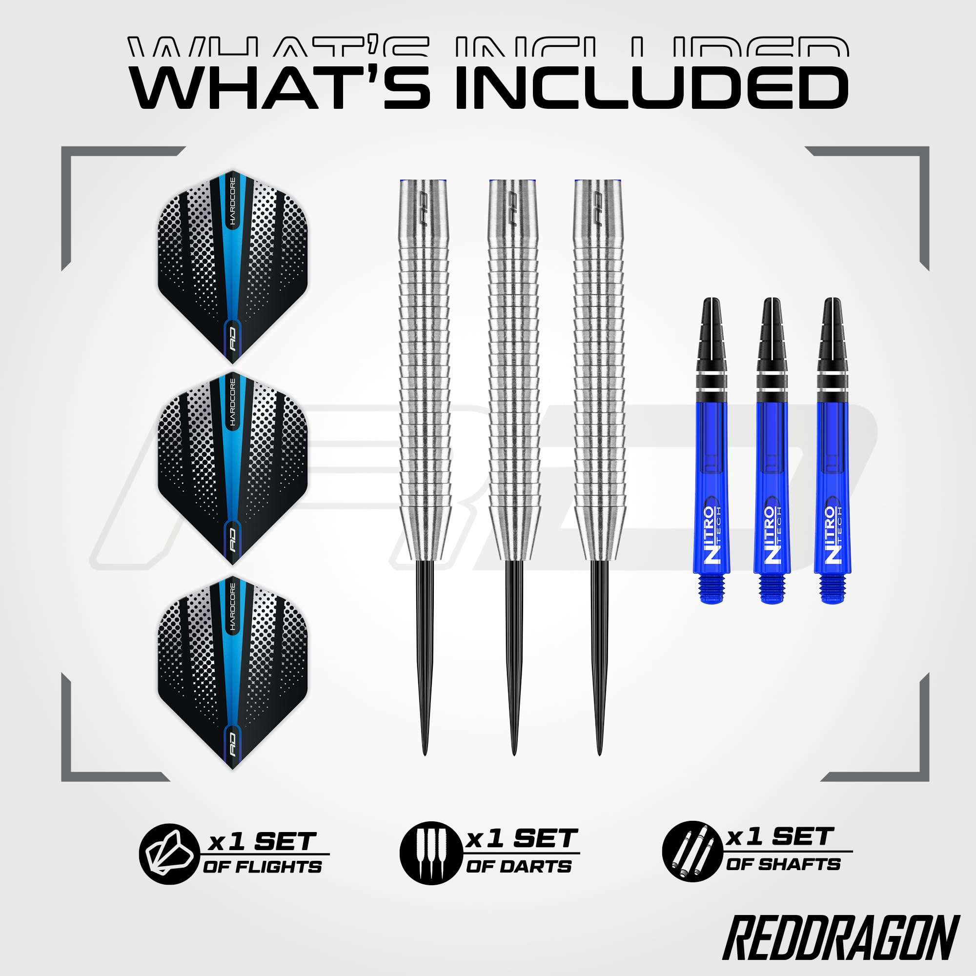 RED DRAGON Darts - Razor Edge Original 23g Dart Set | 85% Tungsten Dart Pfeile - Profi Steeldarts Dartpfeile inkl. Flüge & Schäfte 2
