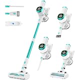 Tikom V500 Cordless Vacuum Cleaner for Home, 40000Pa/450W Stick Vacuum with LED Touch Screen, Charging Wall Dock, Anti-Tangle, Lightweight Handheld Vacuum for Pet Hair, Hard Floor, Carpet, Blue