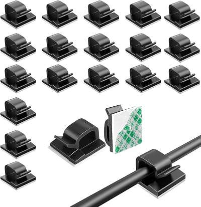 BNPHSIN 50PCS Black Adhesive Cable Clips Holder for Wall Wire Cord Management