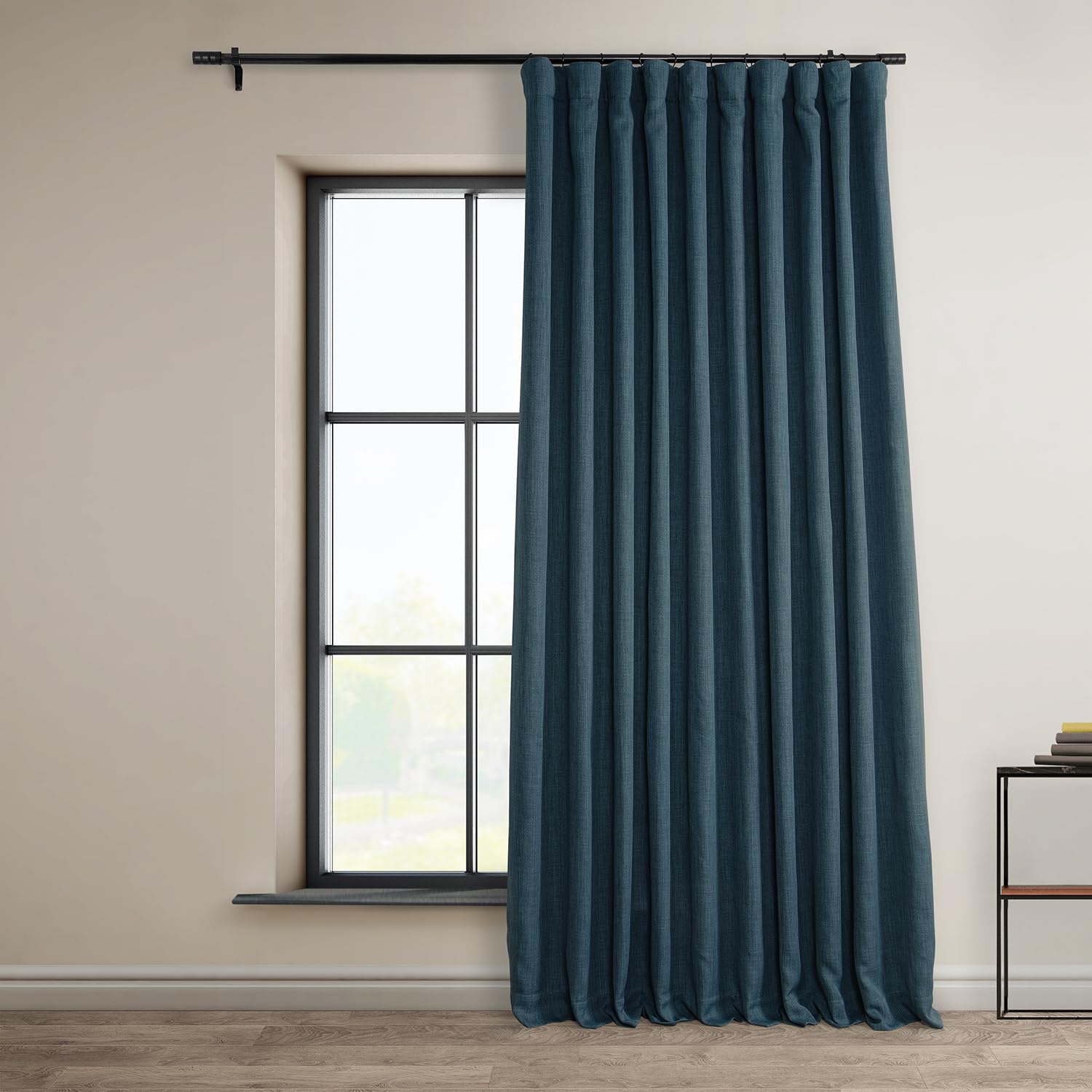 HPD Half Price Drapes - Faux Linen Curtains for Living Room (1 Panel) - 100W X 108L - Extra Wide Textured Room Darkening Curtains for Bedroom 108 Inches Long - Drapes for Home Decor, Story Blue Image HPD Half Price Drapes - Faux Linen Curtains for Living Room (1 Panel) - 100W X 108L - Extra Wide Textured Room Darkening Curtains for Bedroom 108 Inches Long - Drapes for Home Decor, Story Blue Image