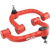 2&ndash;4'' Lift Forged Aluminum Front Upper Control Arms for 2004-2020 Ford F-150, Grease Ball Joints, Polyurethane Bushings - Wrinkle Red