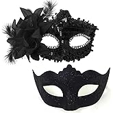 MYMENU Masquerade Mask for Women Couple Masquerade Mask for Men Shiny Venetian Mask Halloween Mask for Party Prom