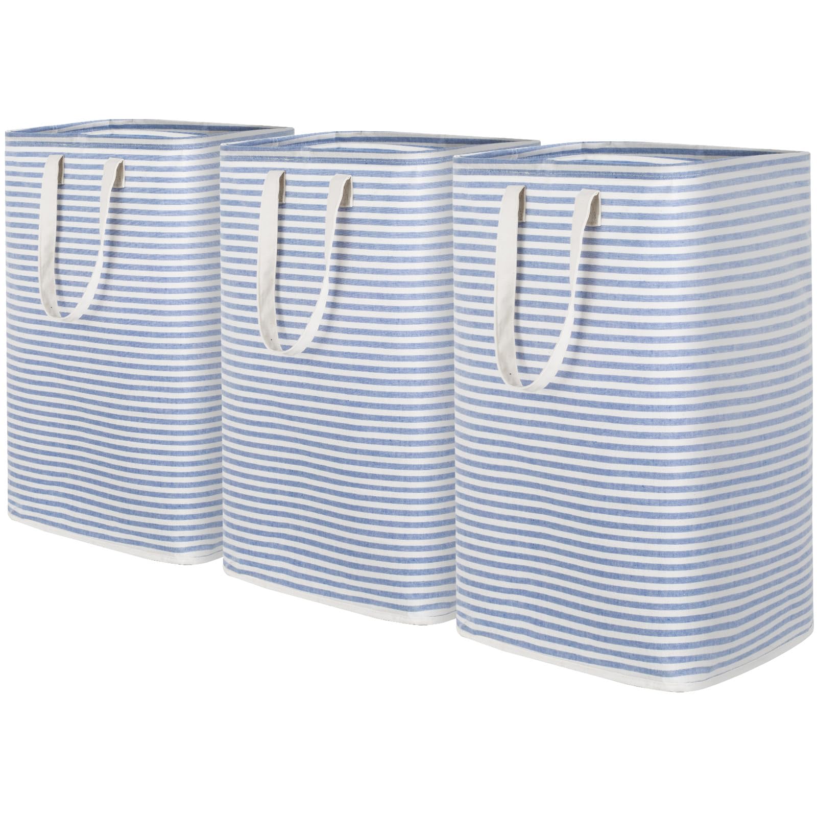 Lifewit 80L Collapsible Washing Laundry Basket Hamper, Dirty Clothes Basket Laundry Bin With Extended Handles For Storage Clothes Toys In Bedroom Bathroom, Blue, 3 Packs