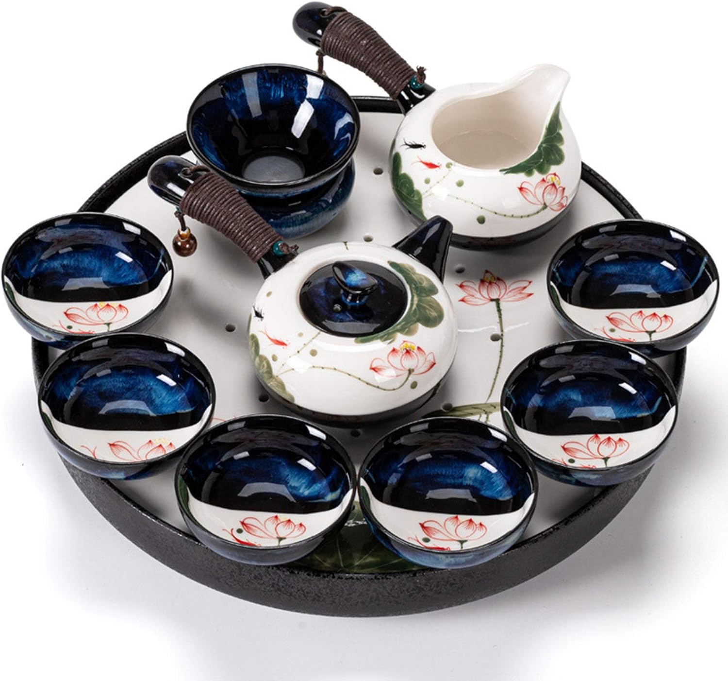 Adult Chinese/Japanese Kung Fu tea set,Ceramics Travel Simplicity Tea set,With tea tray Tea